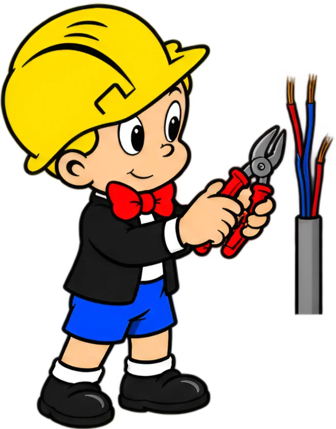 Richie preparing electrical cable with pliers